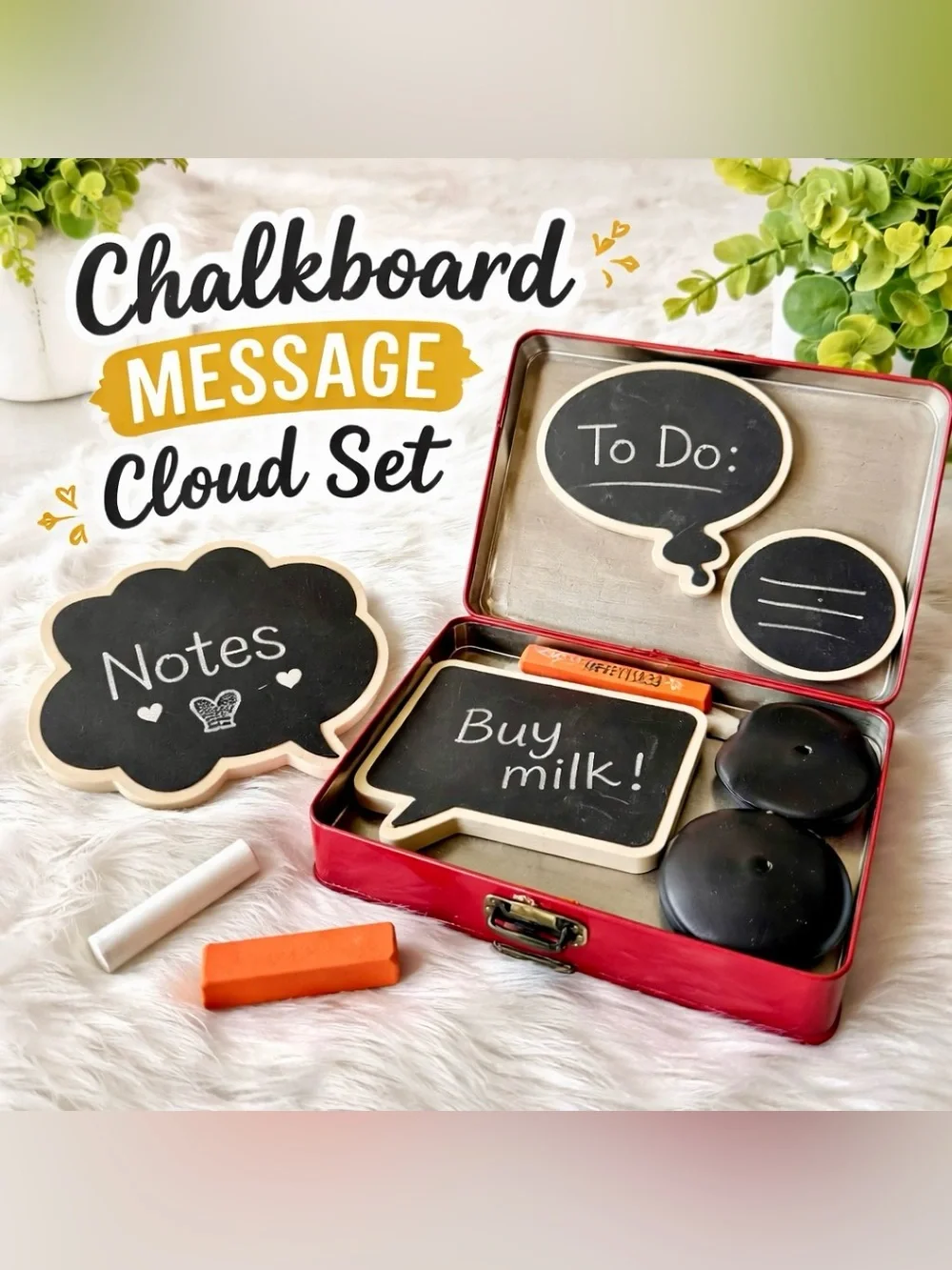 Photofolio Chalkboard Sign Set Tabletop Message Boards Reusable With Stands